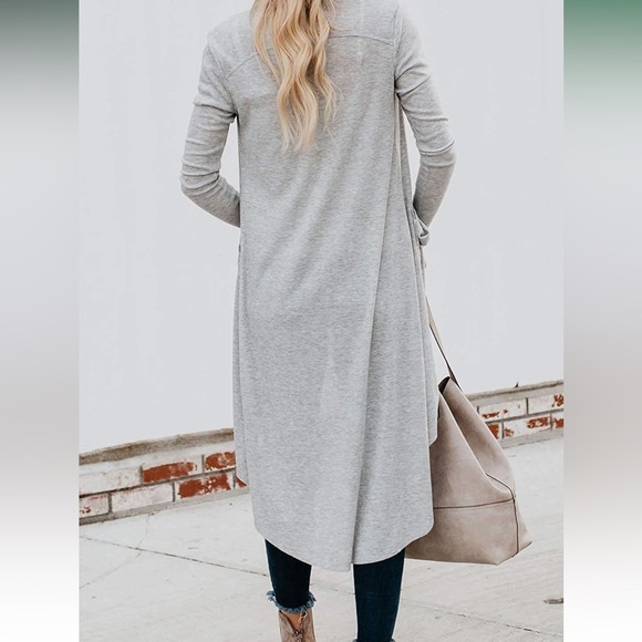 Naggoo Long Button Down High Low Solid Knit Loose Cardigan with Pockets - Picture 8 of 8